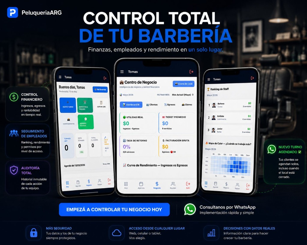 PeluqueríaArg - Control total de tu barbería: finanzas, empleados y rendimiento